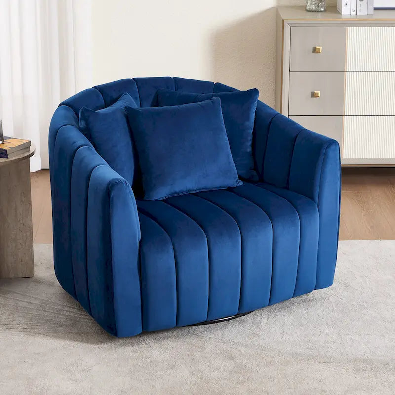 Lot de 2 fauteuils pivotants rembourrés 40,4 W, fauteuil pivotant simple et moderne avec oreillers
