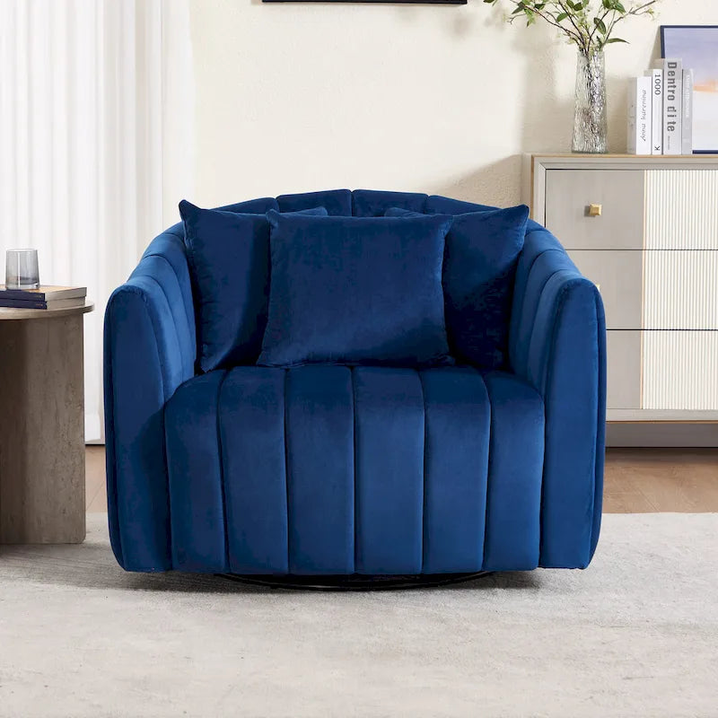 Lot de 2 fauteuils pivotants rembourrés 40,4 W, fauteuil pivotant simple et moderne avec oreillers