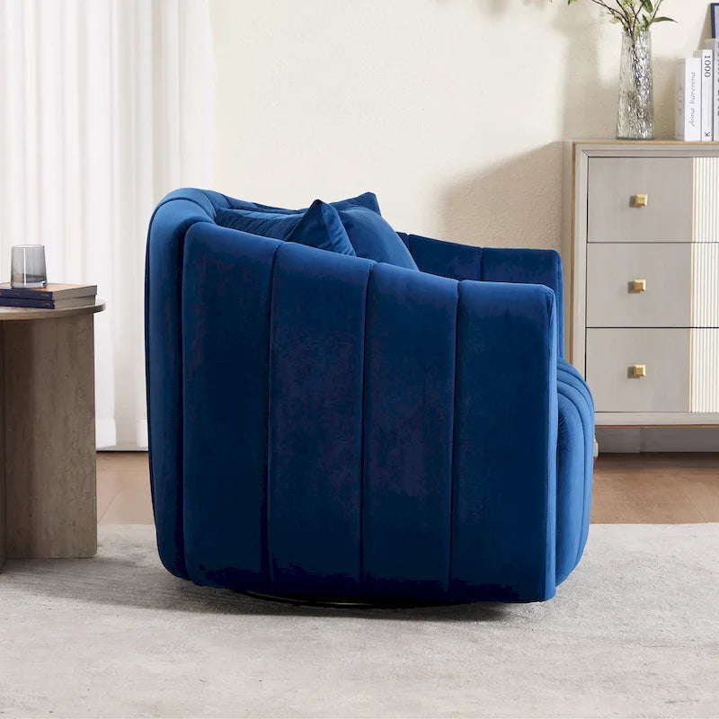 Lot de 2 fauteuils pivotants rembourrés 40,4 W, fauteuil pivotant simple et moderne avec oreillers