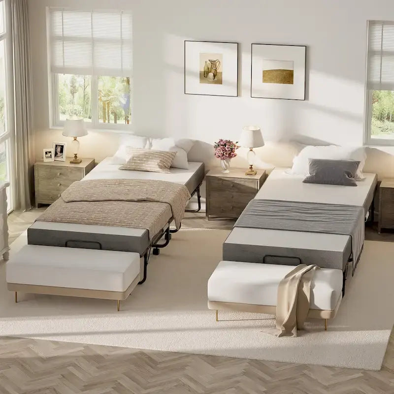 Letto Pieghevole con Materasso in Memory Foam da 13 cm, Letto Singolo Piccolo per Ospiti Extra con Ruote