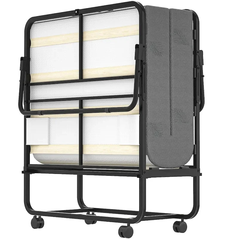Letto Pieghevole con Materasso in Memory Foam da 13 cm, Letto Singolo Piccolo per Ospiti Extra con Ruote
