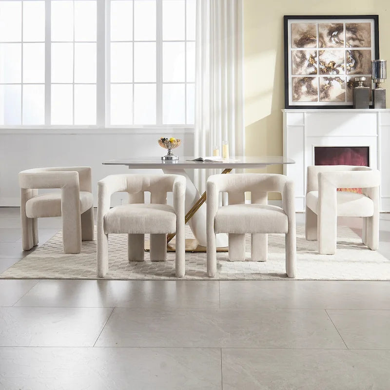 Comfortable Fabric Upholstered Dining Chair Set for Various Spaces