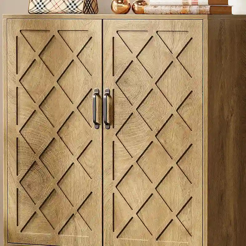 Meuble de rangement pour chaussures avec portes, étagère à chaussures réglable à 6 niveaux de style fermier