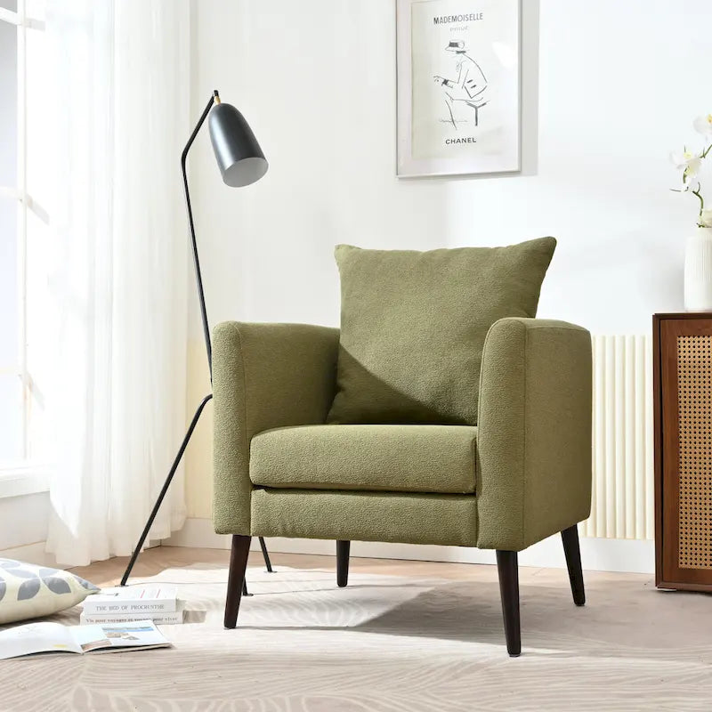Fauteuil d'appoint paresseux pour salon, fauteuil cabriolet en tissu polaire avec pieds en bois massif pour salon, chambre ou bureau