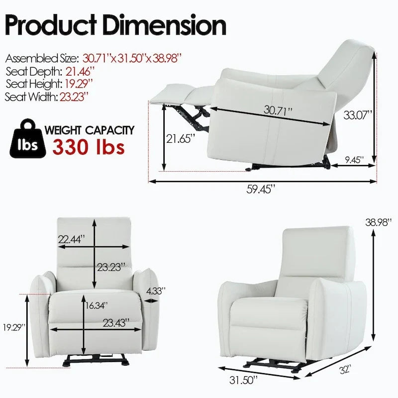 Fauteuil inclinable électrique mural, petit siège de cinéma maison avec soutien lombaire, canapé inclinable simple pour le salon