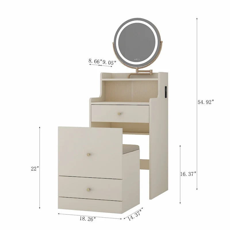 Toeletta 3 in 1 con specchio e luce