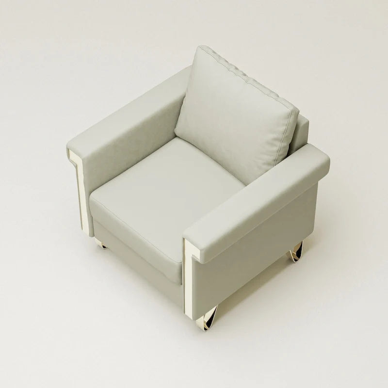 Fauteuil d'appoint en velours avec coussins amovibles et pieds en métal
