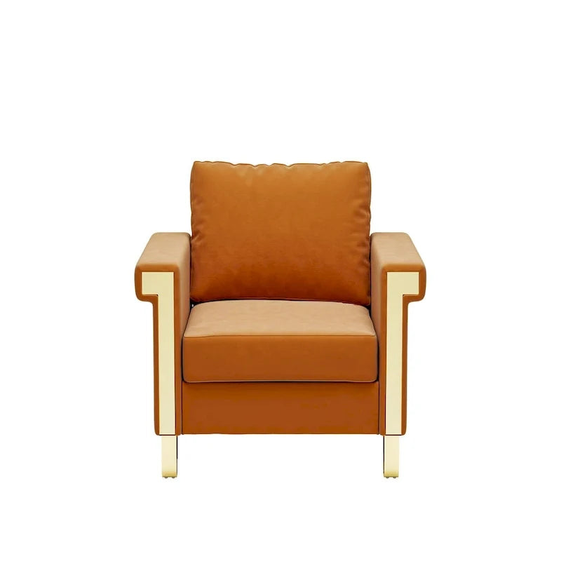 Velvet Accent Chair with Removable Cushions and Metal Legs
