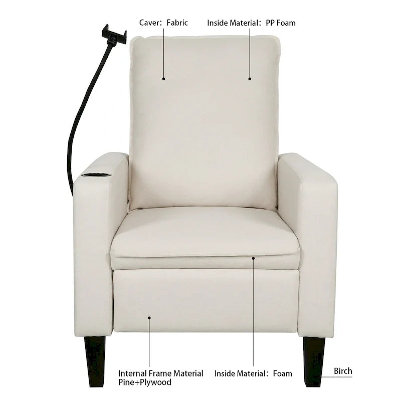 Fauteuils inclinables pour adultes, canapé inclinable réglable avec support de téléphone portable et porte-gobelet