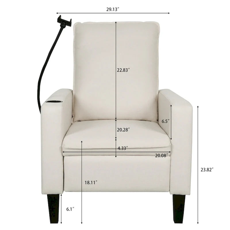 Fauteuils inclinables pour adultes, canapé inclinable réglable avec support de téléphone portable et porte-gobelet