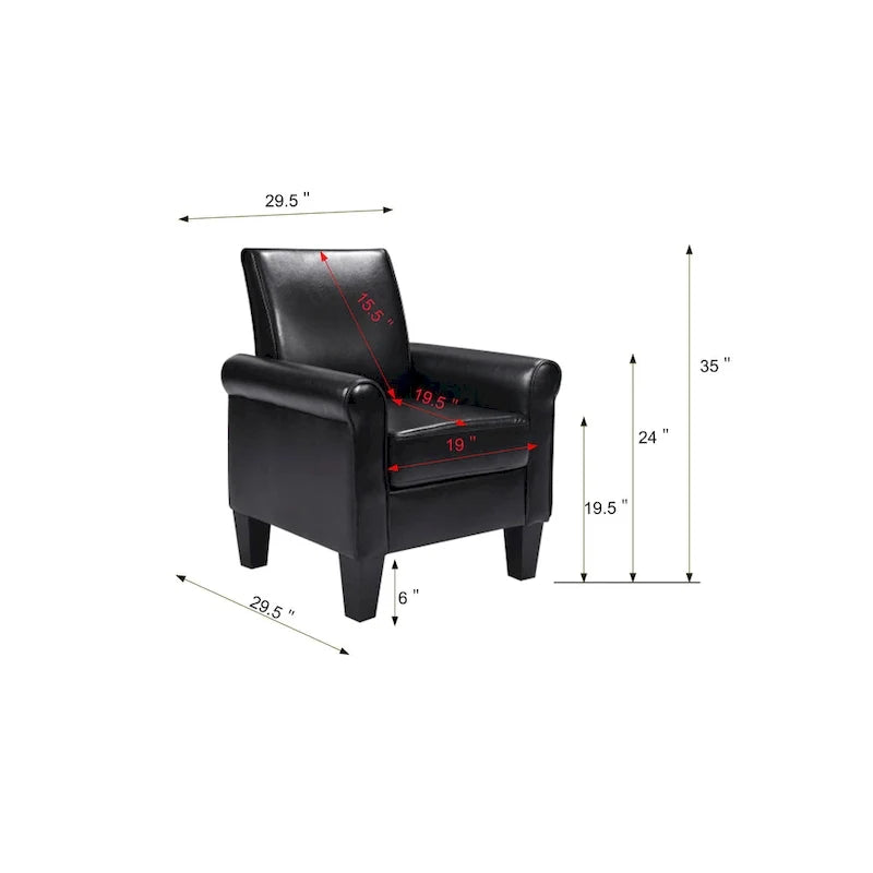 Chaises d'appoint Roomfitters, fauteuil confortable, fauteuil de lecture, salon, chambre, bureau, salle d'attente, cuir PU