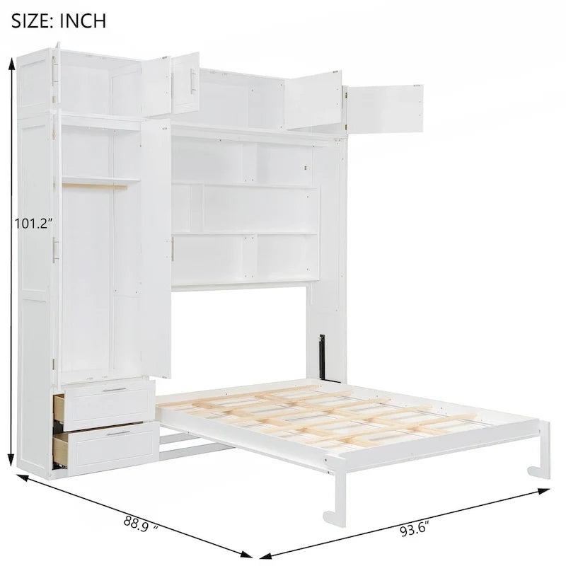 Letto Murphy versatile matrimoniale con contenitore integrato e design pieghevole per ottimizzare lo spazio