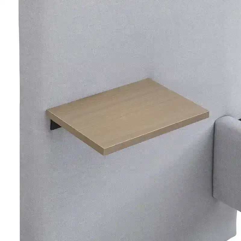Lit plateforme en lin gris Rembourré avec tête de lit capitonnée, lumières de chevet et étagères de rangement, lit panneau chic
