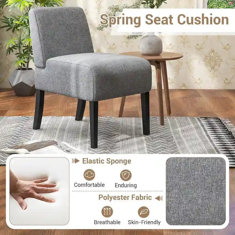 Chaise d'appoint sans accoudoirs Gymax avec pieds en bois d'hévéa, chaise de coiffeuse moderne pour