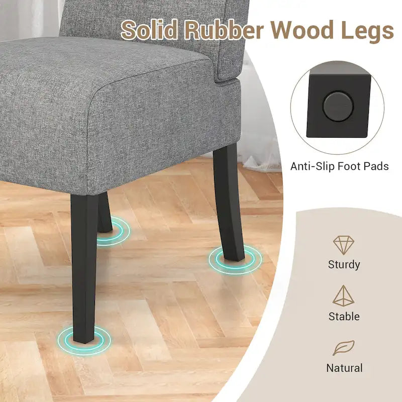 Chaise d'appoint sans accoudoirs Gymax avec pieds en bois d'hévéa, chaise de coiffeuse moderne pour