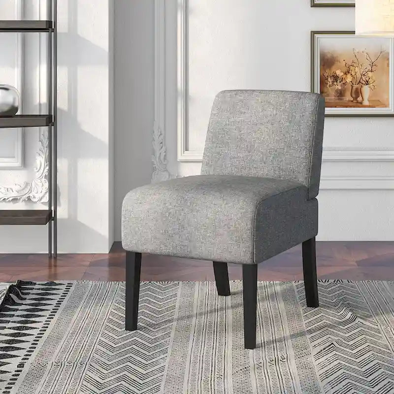 Chaise d'appoint sans accoudoirs Gymax avec pieds en bois d'hévéa, chaise de coiffeuse moderne pour