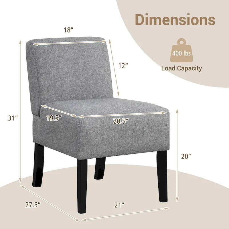 Chaise d'appoint sans accoudoirs Gymax avec pieds en bois d'hévéa, chaise de coiffeuse moderne pour