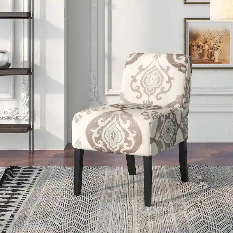 Chaise d'appoint sans accoudoirs Gymax avec pieds en bois d'hévéa, chaise de coiffeuse moderne pour
