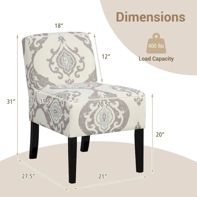 Chaise d'appoint sans accoudoirs Gymax avec pieds en bois d'hévéa, chaise de coiffeuse moderne pour