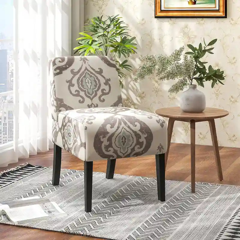 Chaise d'appoint sans accoudoirs Gymax avec pieds en bois d'hévéa, chaise de coiffeuse moderne pour