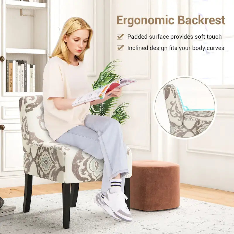 Chaise d'appoint sans accoudoirs Gymax avec pieds en bois d'hévéa, chaise de coiffeuse moderne pour