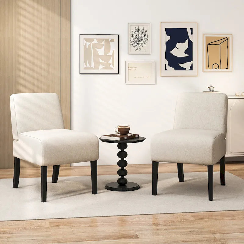 Chaise d'appoint sans accoudoirs Gymax avec pieds en bois d'hévéa, chaise de coiffeuse moderne pour