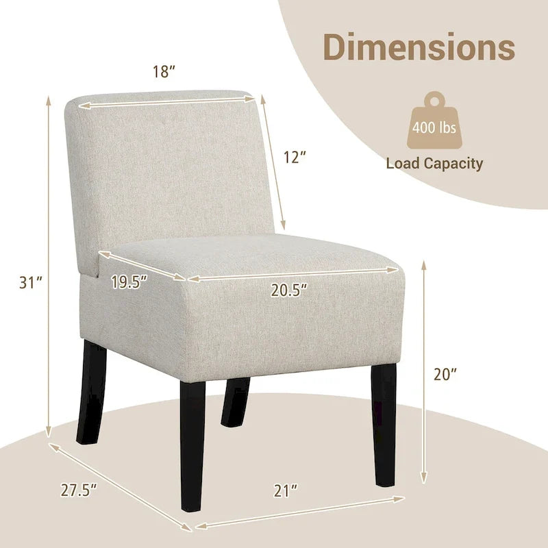 Chaise d'appoint sans accoudoirs Gymax avec pieds en bois d'hévéa, chaise de coiffeuse moderne pour