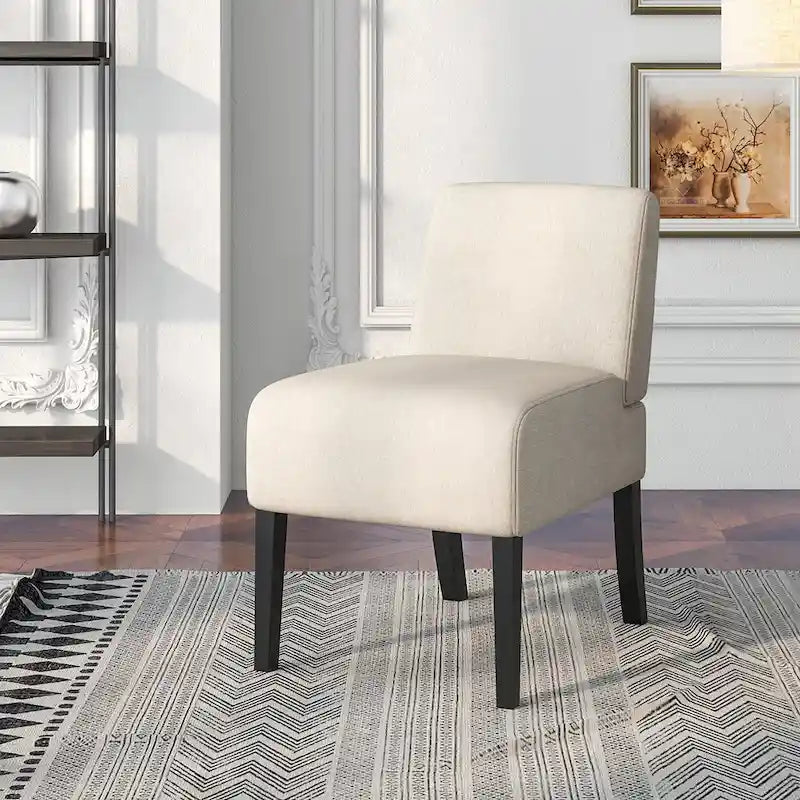Chaise d'appoint sans accoudoirs Gymax avec pieds en bois d'hévéa, chaise de coiffeuse moderne pour