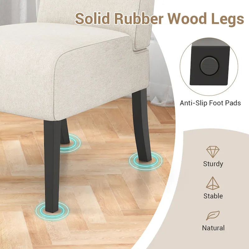 Chaise d'appoint sans accoudoirs Gymax avec pieds en bois d'hévéa, chaise de coiffeuse moderne pour