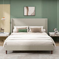 Letto a piattaforma King Size con gambe in legno massello e sistema di supporto a 12 doghe