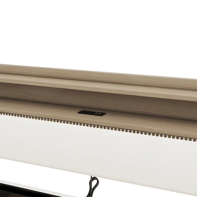 Lit de repos tapissé de taille simple avec rangement et éclairage LED