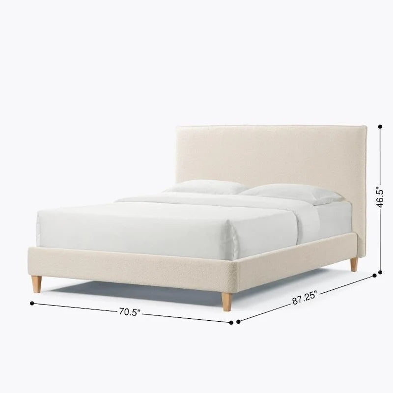 Queen Size Boucle Upholstered Platform Bed