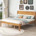 Letto a piattaforma matrimoniale queen size in legno di pino color espresso con testiera e supporto a doghe in legno per camera da letto