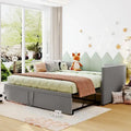 Divano letto singolo imbottito grigio con letto estraibile a scomparsa, design multifunzionale