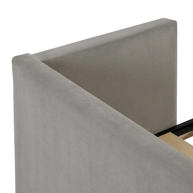 Divano letto singolo imbottito grigio con letto estraibile a scomparsa, design multifunzionale