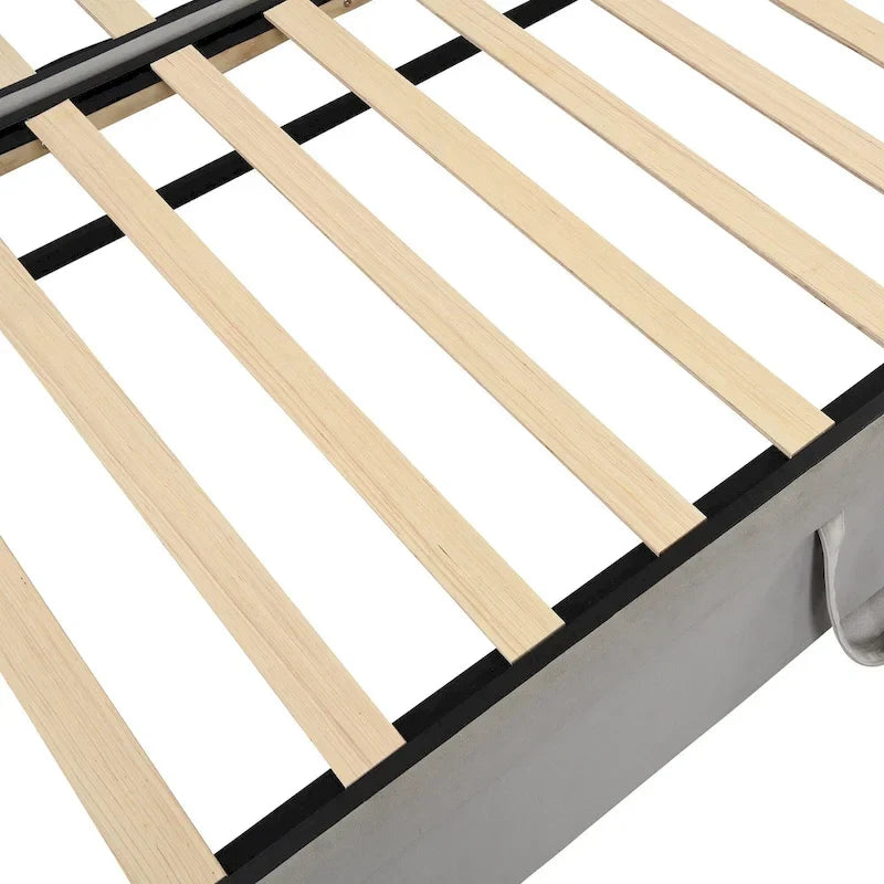 Divano letto singolo imbottito grigio con letto estraibile a scomparsa, design multifunzionale