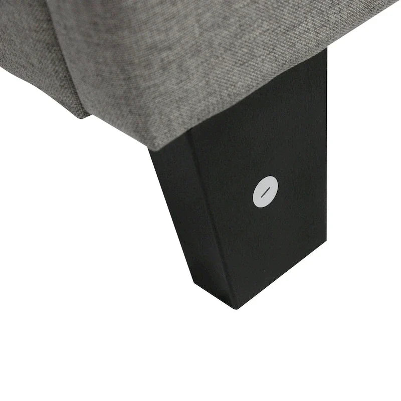 Letto king in lino grigio con testiera trapuntata