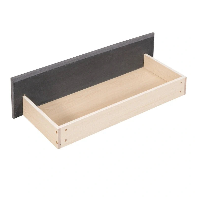Daybed imbottito in lino grigio con 2 cassetti portaoggetti, telaio letto divano singolo, nessuna molla necessaria