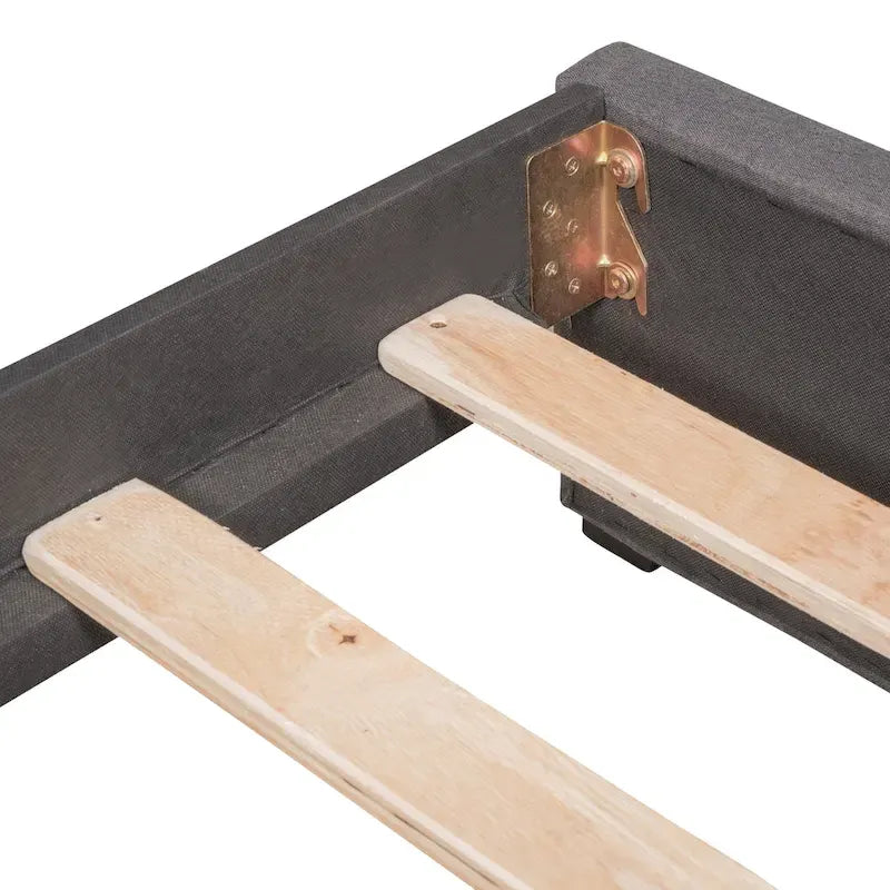 Daybed imbottito in lino grigio con 2 cassetti portaoggetti, telaio letto divano singolo, nessuna molla necessaria