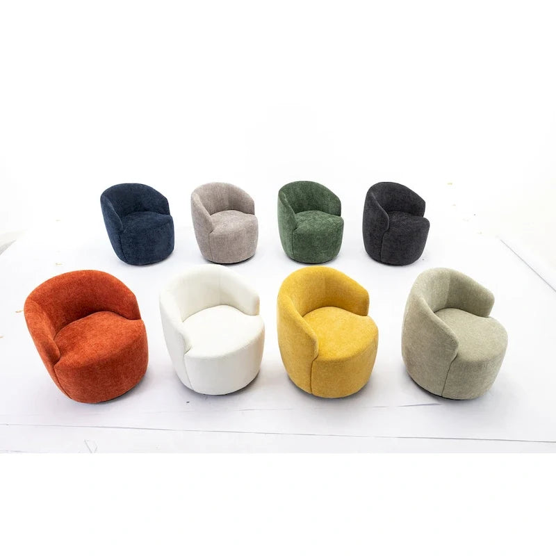 25.6 Swivel Barrel Chair with Black Coating