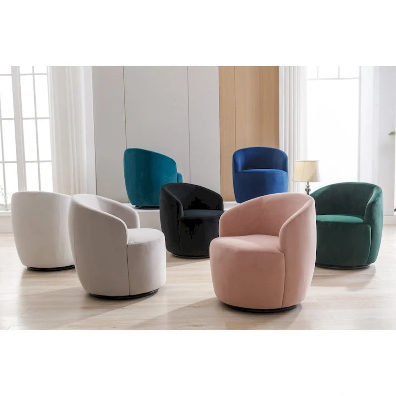 25.6 Swivel Barrel Chair with Black Coating