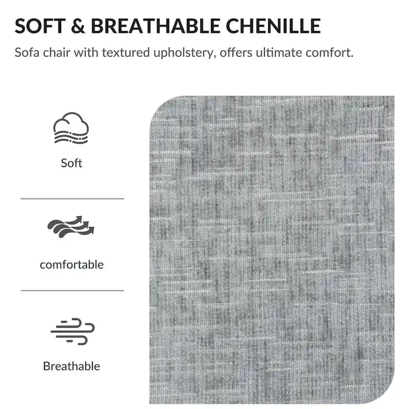 Chenille Oversized Accent Chair with Ottoman, USB Charging Ports and Convertible Sofa Bed Design