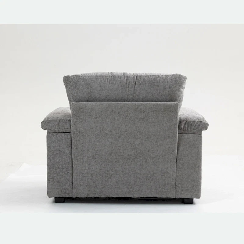 Chenille Oversized Accent Chair with Ottoman, USB Charging Ports and Convertible Sofa Bed Design