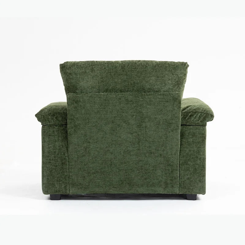 Chenille Oversized Accent Chair with Ottoman, USB Charging Ports and Convertible Sofa Bed Design