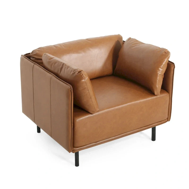 Modern 39.17 Upholstered Accent Chair with Solid Metal Legs and Pillow for Living Room