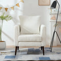 Fauteuil moderne de 26,77 po rembourré avec accoudoirs, pieds en bois massif et coussin lombaire