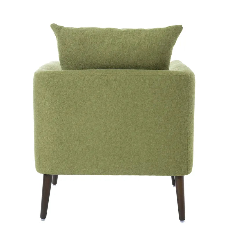 Fauteuil moderne de 26,77 po rembourré avec accoudoirs, pieds en bois massif et coussin lombaire
