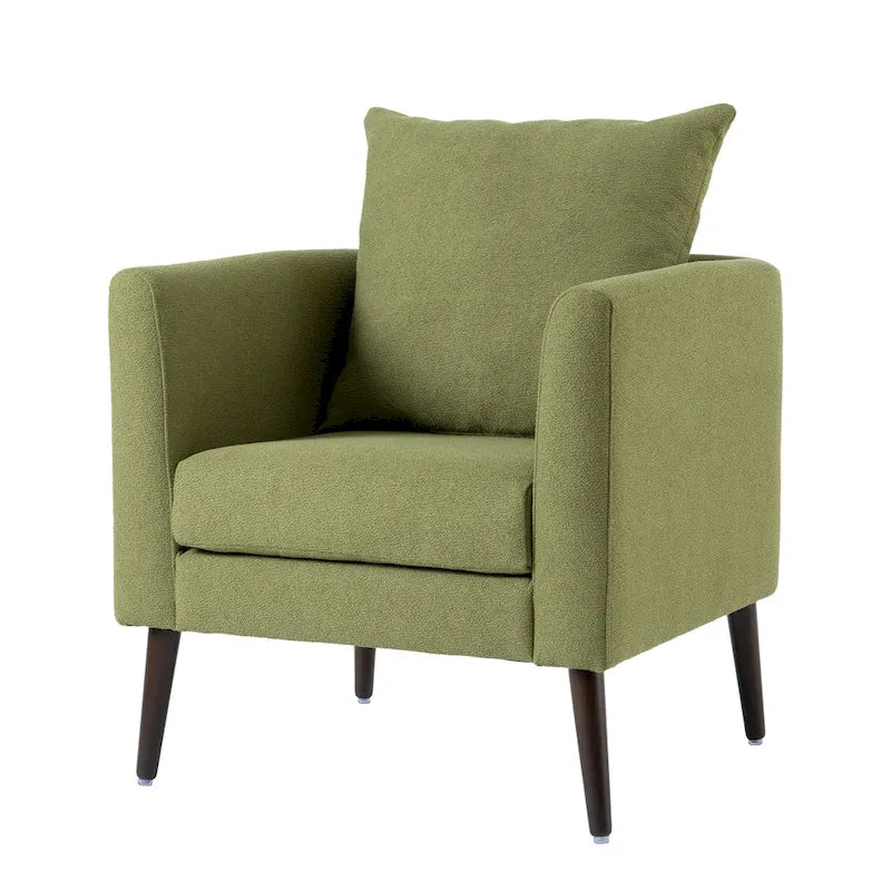 Fauteuil moderne de 26,77 po rembourré avec accoudoirs, pieds en bois massif et coussin lombaire