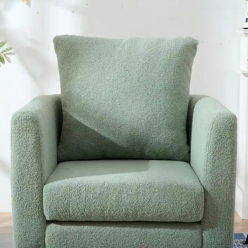 Fauteuil moderne de 26,77 po rembourré avec accoudoirs, pieds en bois massif et coussin lombaire
