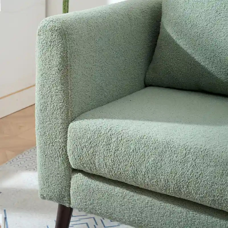 Fauteuil moderne de 26,77 po rembourré avec accoudoirs, pieds en bois massif et coussin lombaire